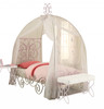 White and Lilac Scroll Butterfly Design Twin Canopy Bed