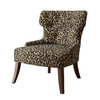 28" X 30" X 36" Leopard Fabric And Espresso Accent Chair