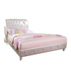 87" X 57" X 44" Pearl White Pu And Ivory Padded Full Bed