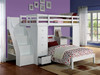79" X 42" X 66" White Solid Wood Loft Bed And Bookshelf Ladder