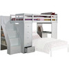 79" X 42" X 66" White Solid Wood Loft Bed And Bookshelf Ladder