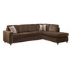 79" X 33" X 36" Chocolate Velvet Reversible Sectional Sofa With Pillows