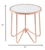 22" X 22" X 22" Frosted Glass And Rose Gold End Table