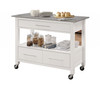 White and Stainless Rolling Kitchen Island or Bar Cart