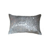 12" x 20" x 5" Silver And Gray Cowhide  Pillow