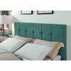 California King Blue Modern Upholstered Square Stitched Platform Bed