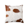 18" x 18" x 5" White And Brown Cowhide  Pillow