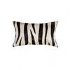 12" x 20" x 5" Zebra Black On Off White Cowhide  Pillow