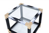 25" X 24" X 25" White Brushed Gold And Clear Glass  End Table