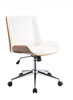 21" X 25" X 3438" White Leatherette And Walnut Office Chair