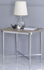 24" X 24" X 24" Gray Oak And Chrome Metal Tube End Table