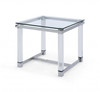 Side Table 10 mm Tempered Clear Glass Top Polished Stainless Steel Frame Acrylic Legs