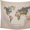 Adventure Awaits World Map Wall Hanging Tapestry