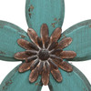 Distressed Teal and Red Antique Flower MetalWall Decor