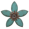 Distressed Teal and Red Antique Flower MetalWall Decor