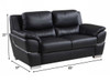 112" Chic Black Leather Sofa Set