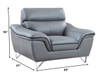 108" Charming Grey Leather Sofa Set