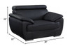 114" Captivating Black Leather Sofa Set