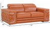 114" Sturdy Camel Leather Sofa Set