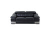 117" Modern Black Leather Sofa Set