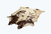 72" x 84" White and Brown Cowhide  Rug