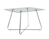 31" Chrome Metal and Clear Tempered Glass Dining Table