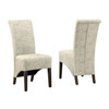 46" x 38" x 81" Beige Cappuccino Foam Particle Board Solid Wood Linen  Dining Chairs 2pcs