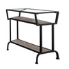 12" x 24" x 22" Dark Taupe with Black Coated  Metal and Clea  Tempered Glass  Accent Table