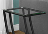 15.75" x 12" x 24" Black Clear Metal Tempered Glass Accent Table