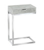 10.25" x 15.75" x 24.5" Grey Finish and Laminated Metal Accent Table
