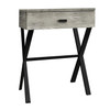 12" x 18.25" x 22.25" Grey Finish and Black Metal Accent Table