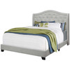 66.5" x 87.5" x 56.5" Light Grey Foam Solid Wood Velvet Queen Size Bed With A Chrome Trim