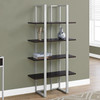 13.25" x 32" x 60" Cappuccino Silver Mdf Metal  Bookshelf