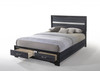 63" X 84" X 50" Black Wood Queen Bed w/Storage