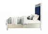 68" X 90" X 72" Blue Velvet Wood Mirror Upholstered (HB/FB) Queen Bed