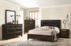 64" X 83" X 52" Black PU Walnut Wood Upholstered HB Queen Bed