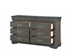 15" X 57" X 33" Dark Gray Wood Dresser