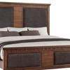 66" X 89" X 68" Brown Fabric Cherry Oak Wood Upholstered (HB/FB) Queen Bed