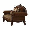 37" X 48" X 44" Fabric Cherry Oak Upholstery Wood Leg/Trim Chair w/2 Pillows