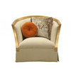 41" X 42" X 38" Fabric Antique Gold Upholstery Wood Leg/Trim Chair w/2 Pillows