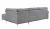 78" X 100" X 35" Gray Fabric Upholstery Metal Leg Sectional Sofa