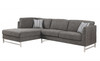 75" X 113" X 36" Gray Linen Upholstery Metal Leg Sectional Sofa