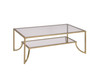 24" X 48" X 18" Antique Gold Smoky Glass Metal Coffee Table