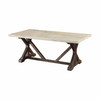 26" X 50" X 19" White Marble Weathered Espresso Wood Coffee Table