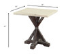 22" X 24" X 23" White Marble Weathered Espresso Wood End Table