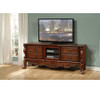 19" X 79" X 31" Cherry Oak Wood Poly Resin Glass TV Console