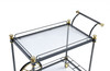 20" X 31" X 31" Black Gold Clear Glass Metal Casters Serving Cart