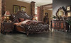 92" X 97" X 76" 2-Tone Dark Brown PU Cherry Oak Wood Poly Resin Upholstery Eastern King Bed