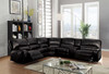 138" X 127" X 41" Black Leather-Aire Upholstery Metal Reclining Mechanism Sectional Sofa (Power Motion/USB Dock)