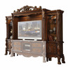 19" X 121" X 90" Cherry Oak Wood Poly Resin Glass Entertainment Center